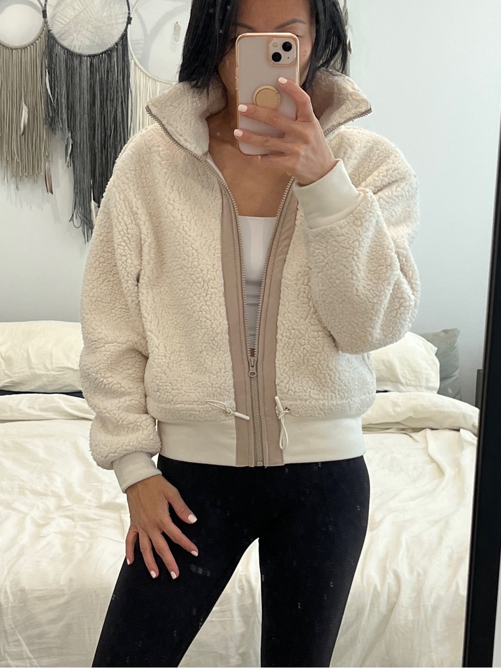 Joe Fresh x Sasha Exeter Cream Teddy Sherpa Fleece Zip Jacket XS